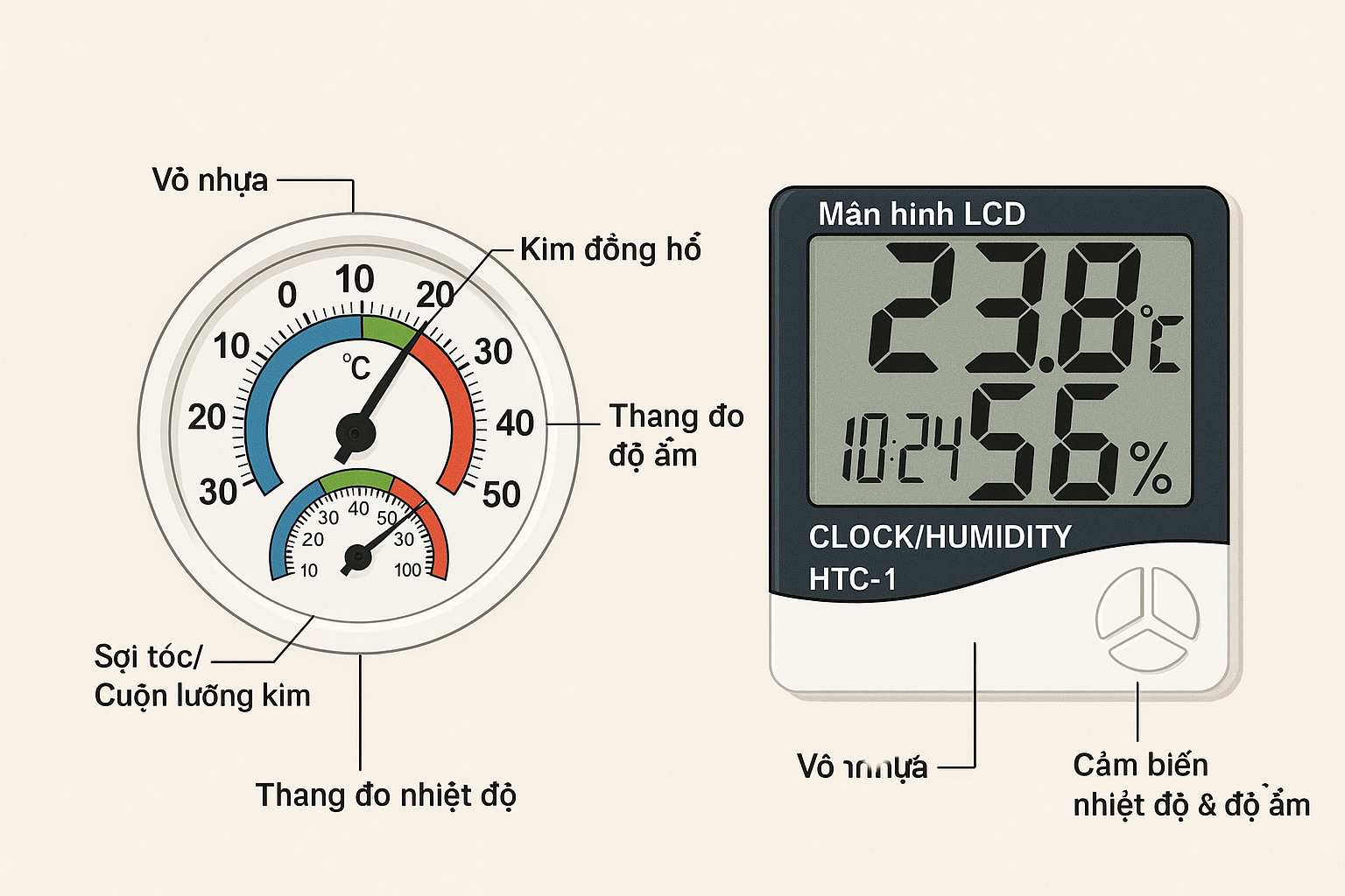 Nhiệt ẩm kế là gì? Phân biệt nhiệt ẩm kế điện tử và cơ học